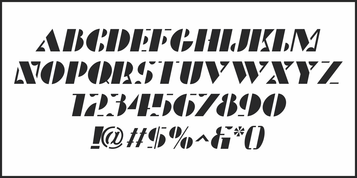 Example font Etched Stencil JNL #2
